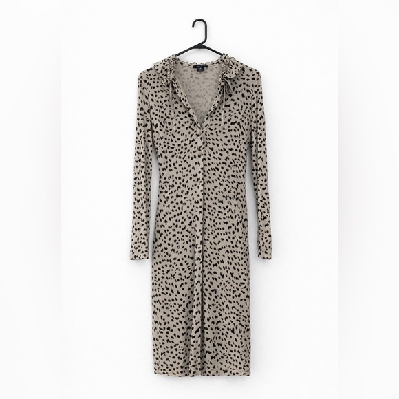 Pink Tartan Dresses & Skirts - ⭐ 3 for $40 - Pink Tartan Leopard Print Midi Dress with Ruffle Collar, Size M